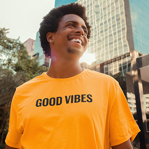 Good Vibes Yellow printed T-Shirt