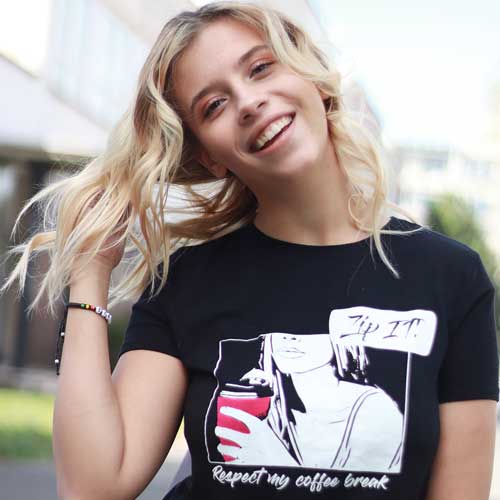 cartoon like design printed on t-shirt