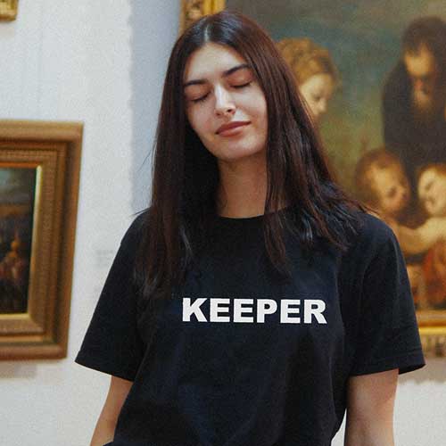 Keeper printed on a Black T-Shirt (Vinyl Printing)