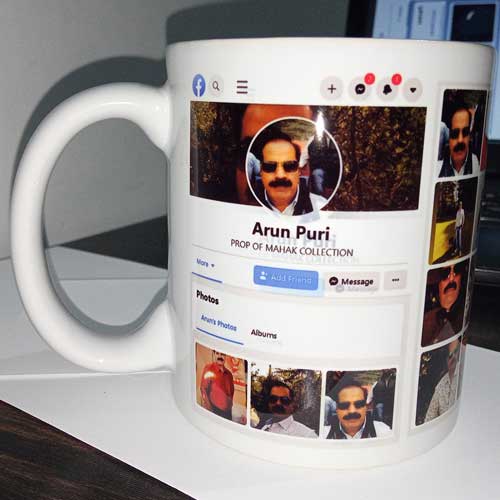 Some guy's FB profile printed on the Mug